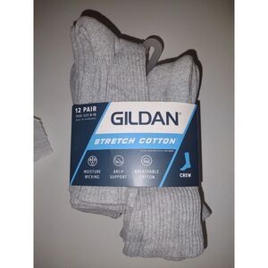 Gildan 12 pair gray mens crew socks 6-12